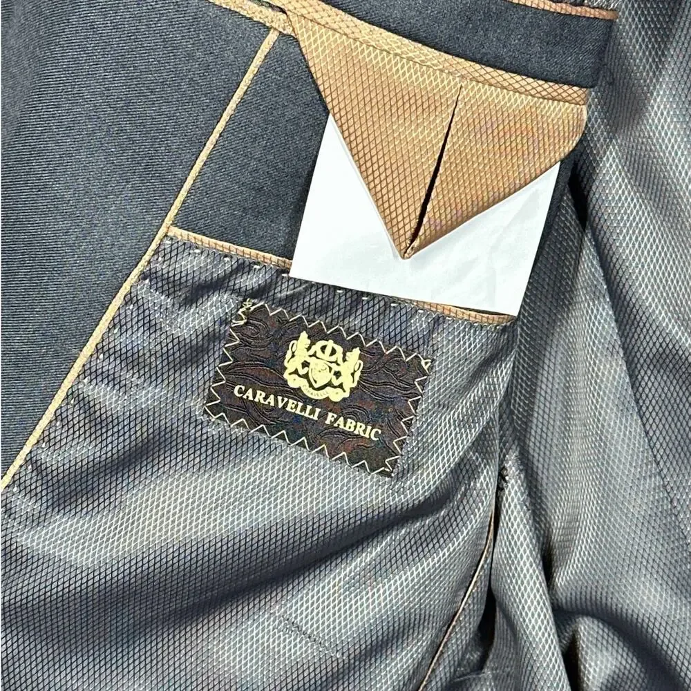 Caravelli Men's Suit Jacket Sport Coat Italy S60512N Oxford 2B 38S 32W Gray